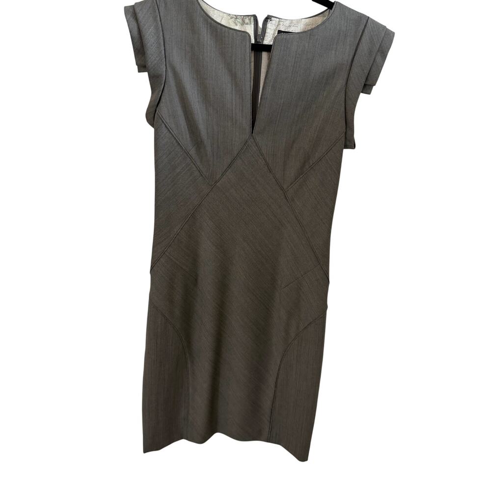 Ted Baker Structured Cap Sleeve V-Neck Dress or Wool Blend Sheath Dress sz 2 - Picture 3 of 10